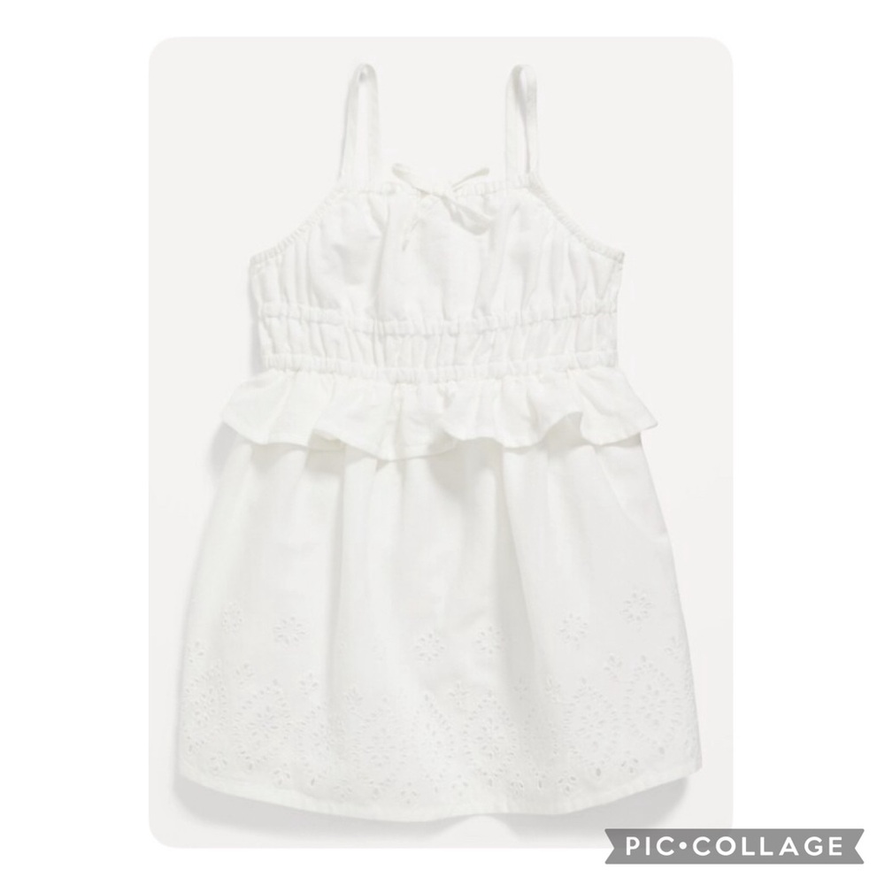 NEW! Old Navy Sleeveless Waist-Defined Embroidered Ruffled Dress